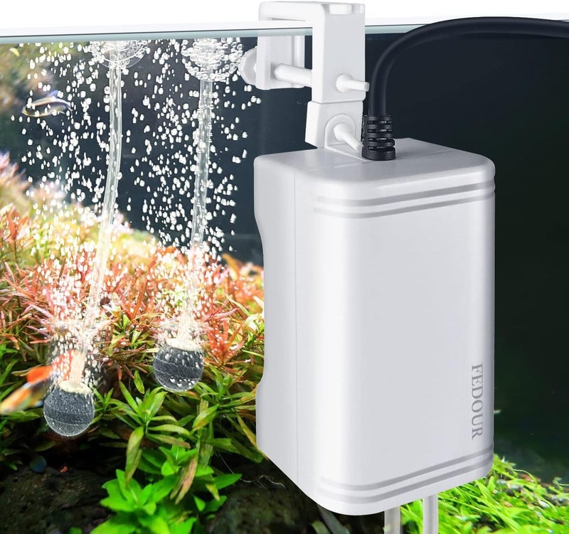 FEDOUR Mini Aquarium Air Pump, 20GPH 48GPH Fish Tank Hang on Oxygen Pump, Ultra Quiet Aquarium Bubbler for up to 60 Gallon Fish Tank - Image 1